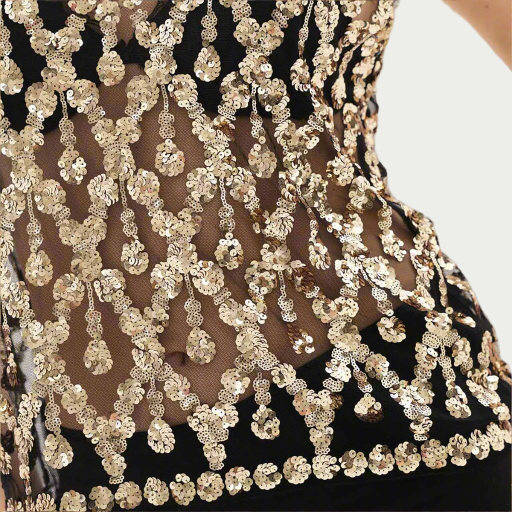Kiara Embellished Top - Black/Gold