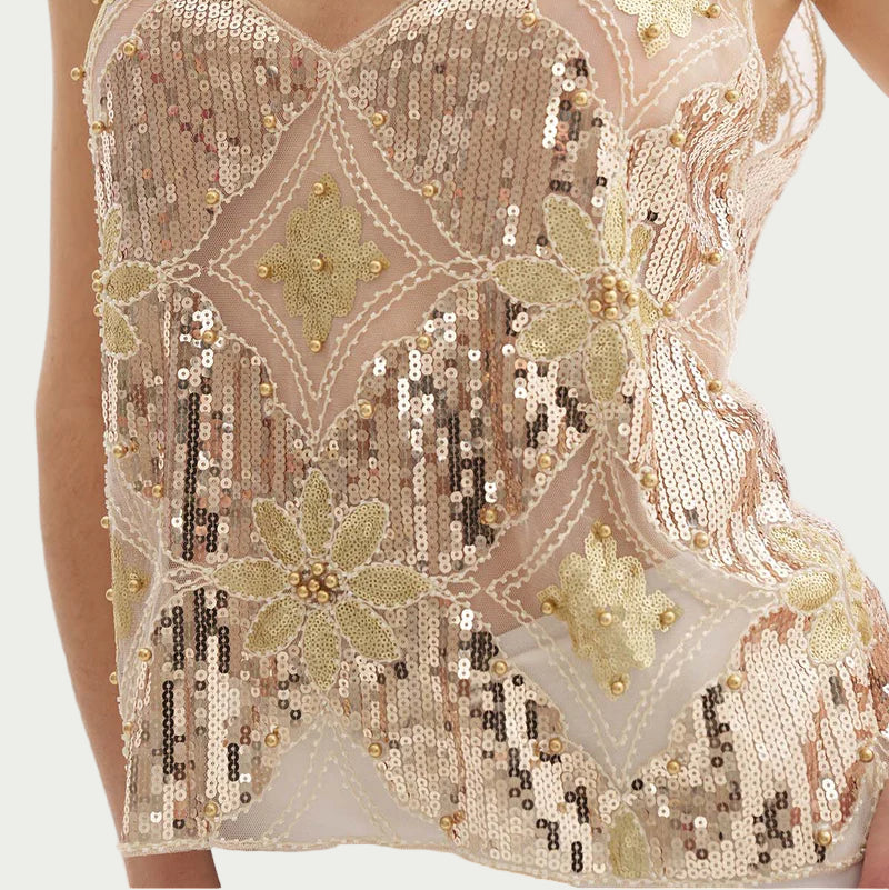 Maeve Embellished Top - Gold