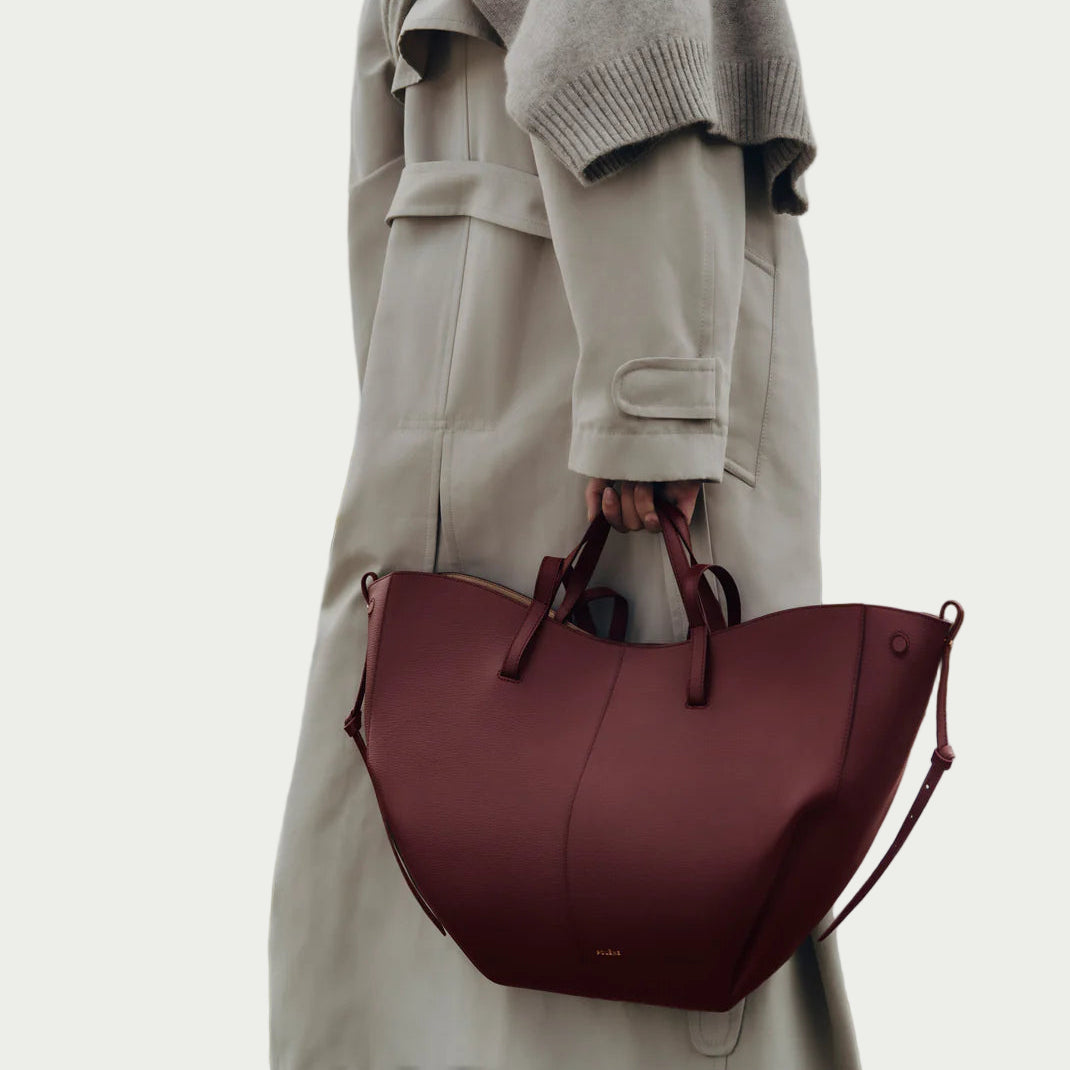 Noa Leather Tote Large - Burgundy