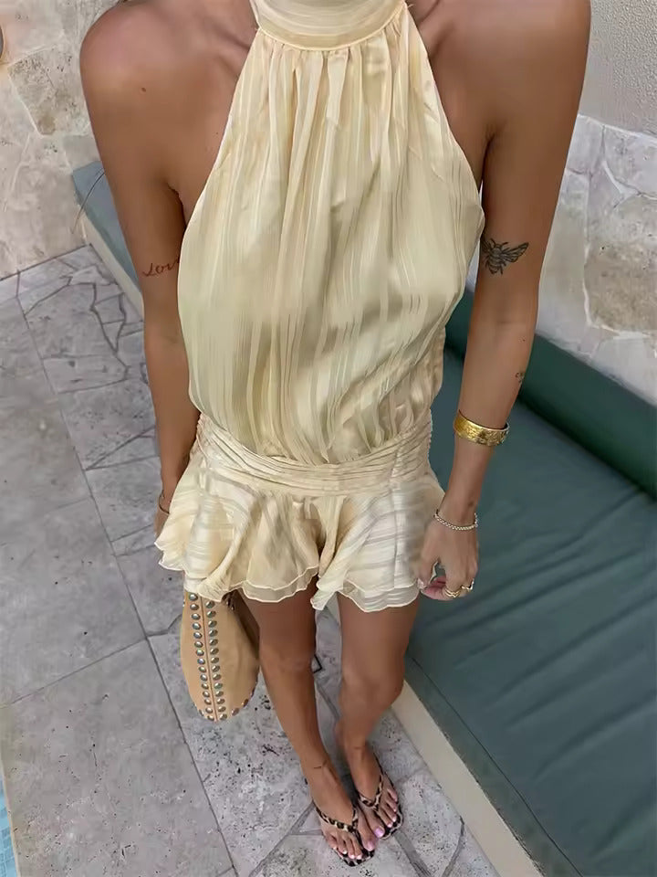 Iris Halter Mini Dress - Yellow